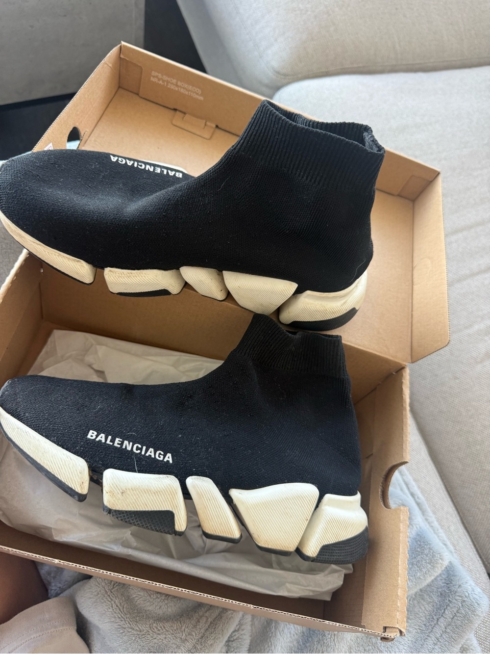 Balenciaga Black and White Speed Trainer Sock Sneakers